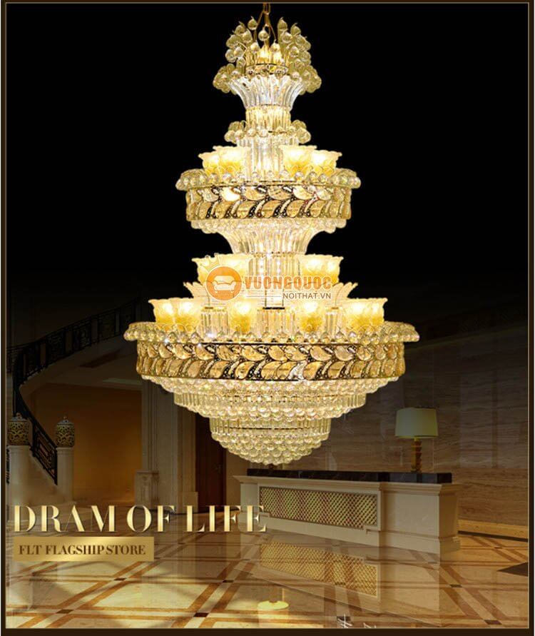 Đèn chùm pha lê ánh sáng vàng lấp lánh CM201-18